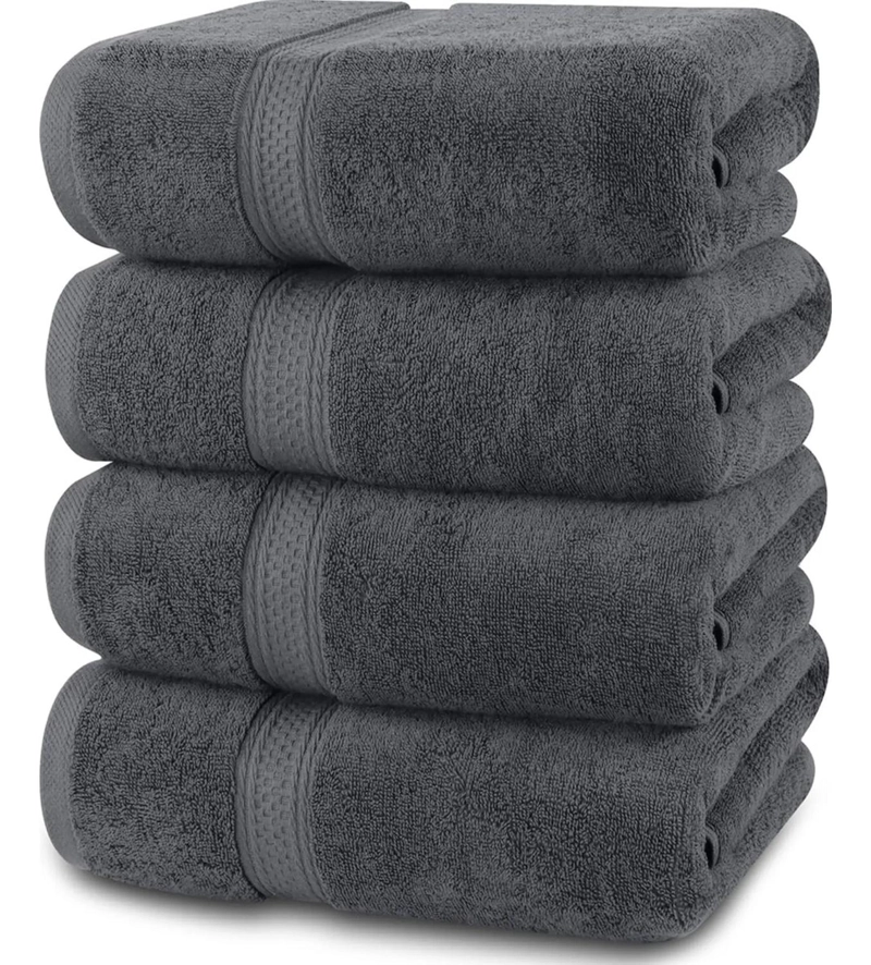 JUEGO DE 4 TOALLAS FACIALES 32 X 32 CM ALGODON 500G SET BANO GRIS - 1