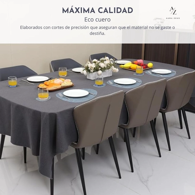 SET 4 INDIVIDUALES + 4 POSAVASOS IMPERMEABLES ANTIMANCHAS 2 EN 1 NEGRO OVALADA - 6