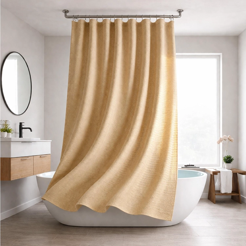 CORTINA DE BAÑO IMPERMEABLE TELA DUCHA +12 GANCHO PREMIUM AZ - 1