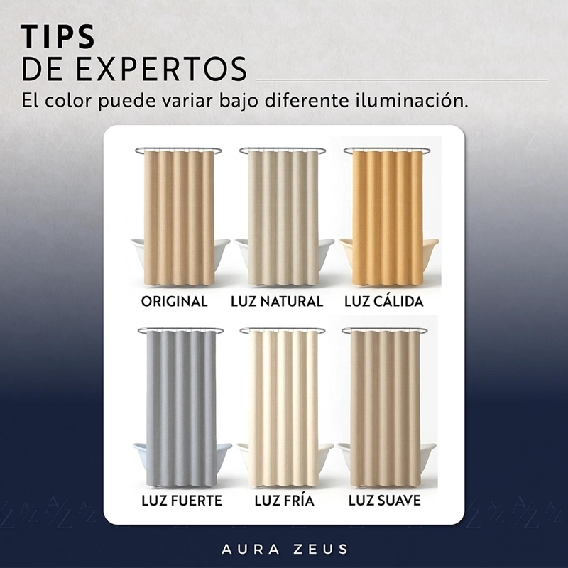 CORTINA DE BAÑO IMPERMEABLE TELA DUCHA +12 GANCHO PREMIUM AZ - 8