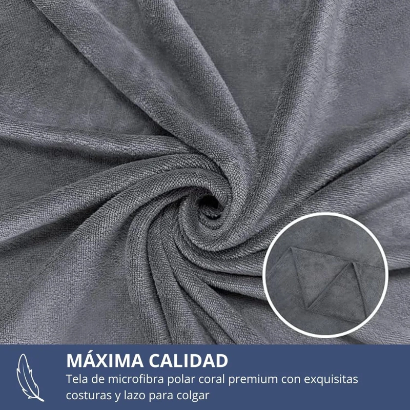 SET DE 2 TOALLAS GRANDE DE BANO TOALLON 100 X 140 CM MICROFIBRA NEGRO - 3