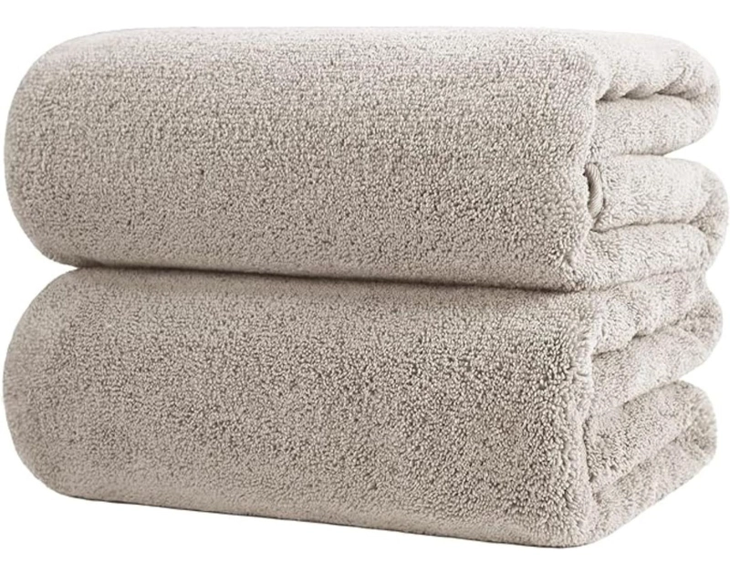 TOALLON GRANDE DE BANO NEGRO 100 X 140 CM MICROFIBRA PLAYA DE MANO BEIGE - 1