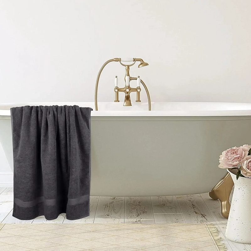 SET DE 2 TOALLAS DE BANO 140X70 CM ALGODON 500GR GRANDES GRIS - 8