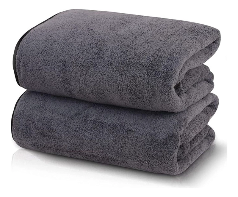 SET 2 TOALLAS GRANDE DE BANO TOALLON 100X140CM MICROFIBRA NEGRO - 1