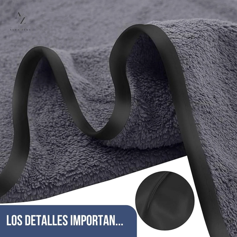SET 2 TOALLAS GRANDE DE BANO TOALLON 100X140CM MICROFIBRA NEGRO - 7