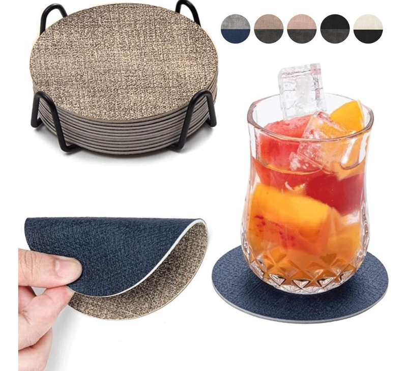 SET 4 POSAVASOS ECOCUERO ANTIMANCHAS IMPERMEABLES 2 EN 1 MULTICOLOR - 1