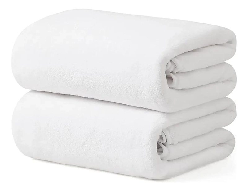 TOALLON GRANDE DE BANO BEIGE 100 X 140 CM MICROFIBRA PLAYA DE MANO BLANCO - 1