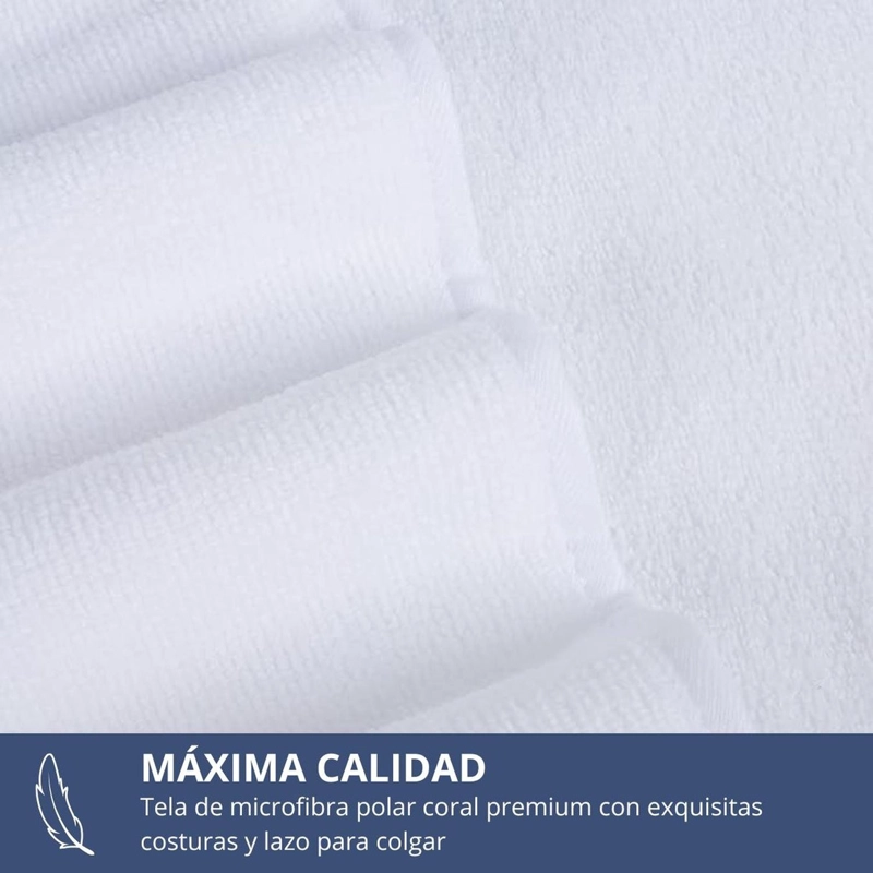 TOALLON GRANDE DE BANO BEIGE 100 X 140 CM MICROFIBRA PLAYA DE MANO BLANCO - 3