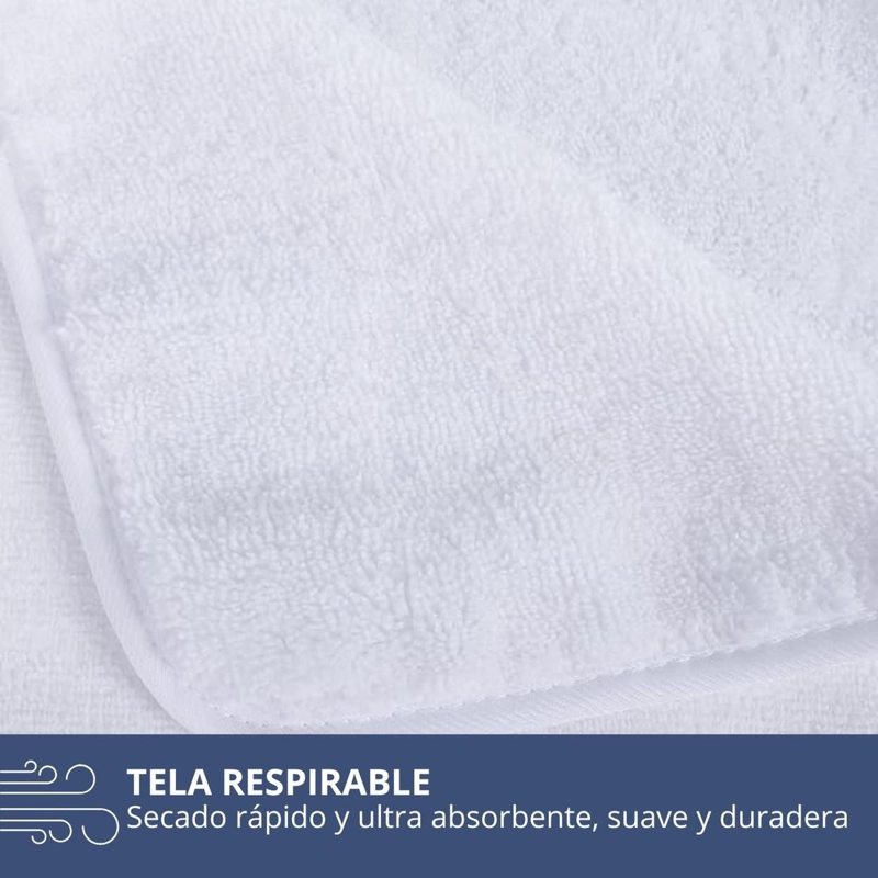 TOALLON GRANDE DE BANO BEIGE 100 X 140 CM MICROFIBRA PLAYA DE MANO BLANCO - 4
