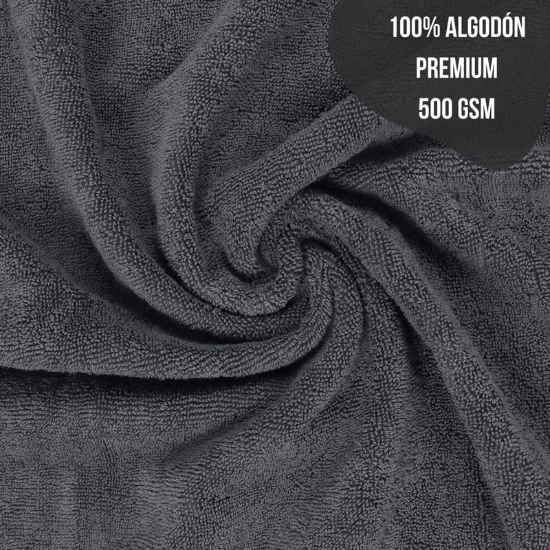 SET DE 4 TOALLAS DE BANO ALGODON 500GR CUERPO MANO GRANDE GRIS - 3