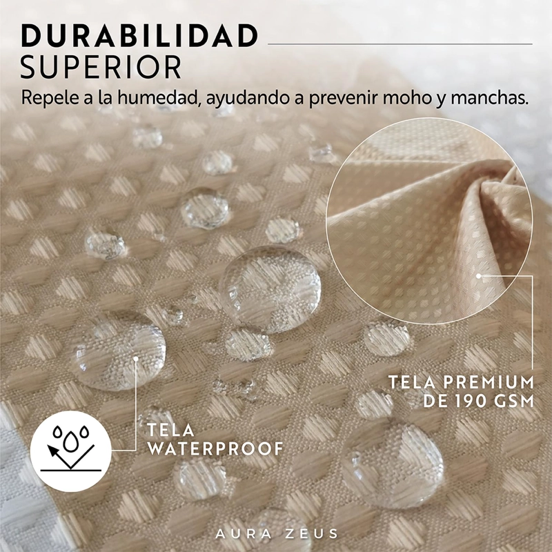 CORTINA DE BAÑO DISEÑO IMPERMEABLE TELA BANO + 12 GANCHOS AZ - 7