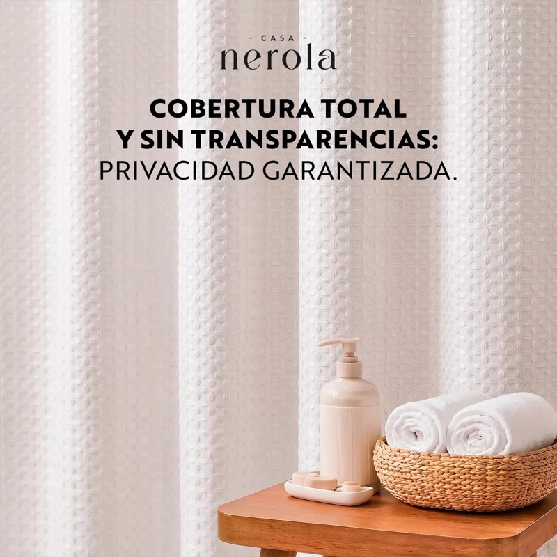 CORTINA DE BAÑO IMPERMEABLE TELA DUCHA + 12 GANCHO PREMIUM CASA NEROLA 180 X 180 CM - 10