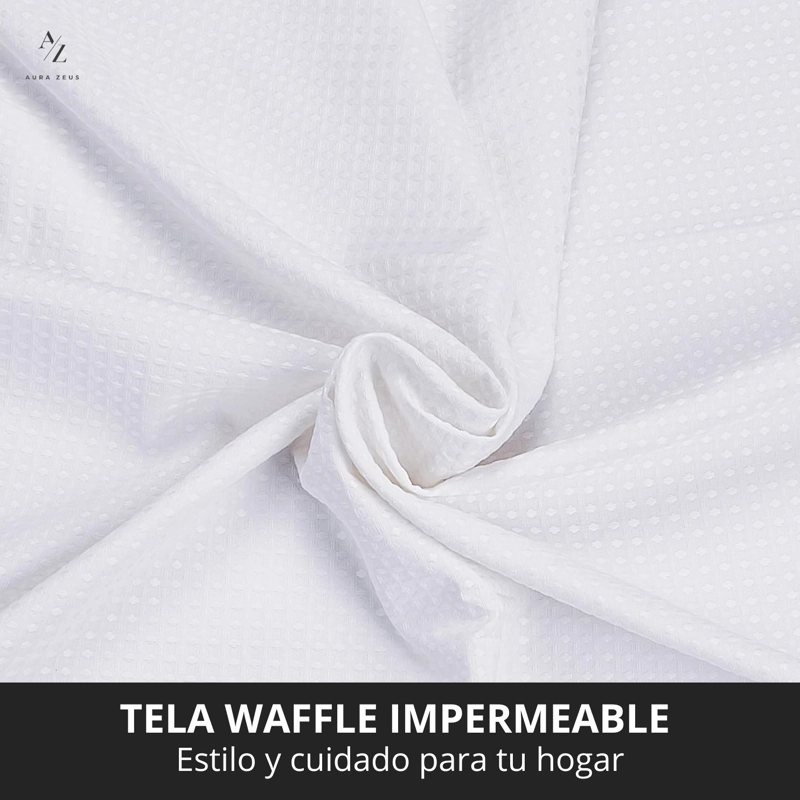 CORTINA DE BAÑO IMPERMEABLE TELA DUCHA +12 GANCHO PREMIUM AZ - 4
