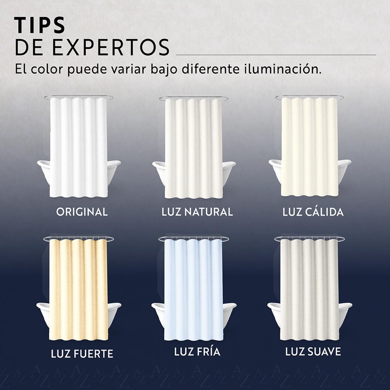 CORTINA DE BAÑO IMPERMEABLE TELA DUCHA +12 GANCHO PREMIUM AZ - 8