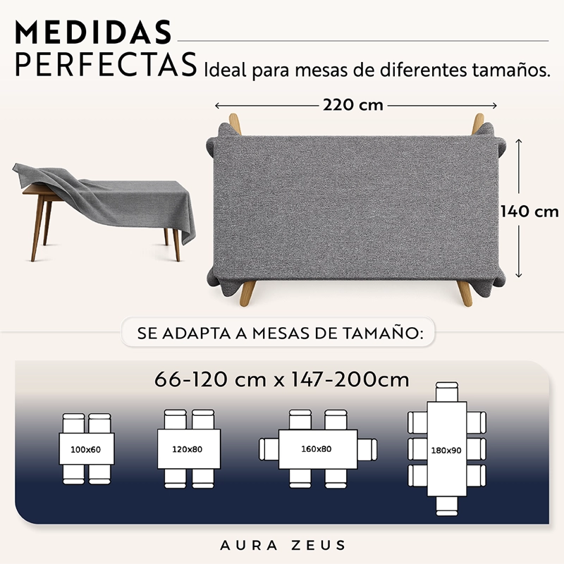 MANTEL RECTANGULAR LINO ANTIMANCHA 220X140CM MESA COLORES AZ - 4