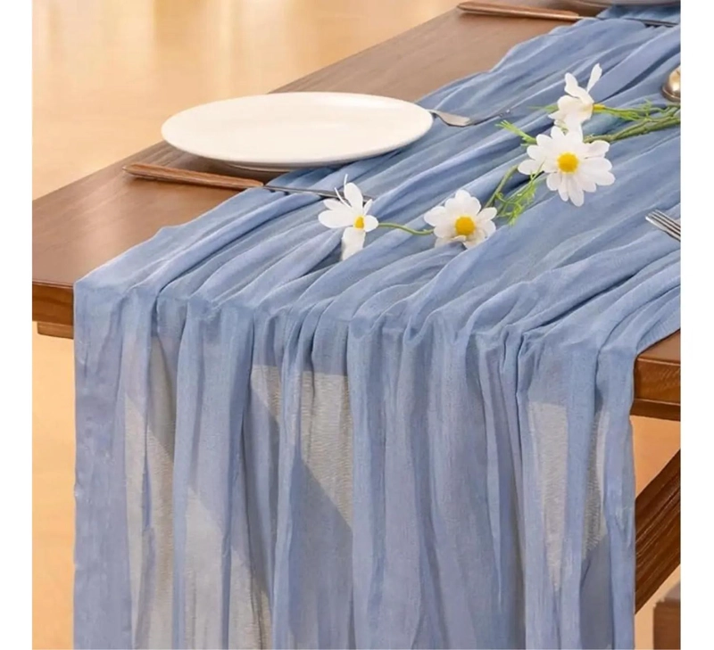CAMINO DE MESAS GASA RECTANGULAR MANTEL CENTRO 300X90CM AZUL CIELO - 1
