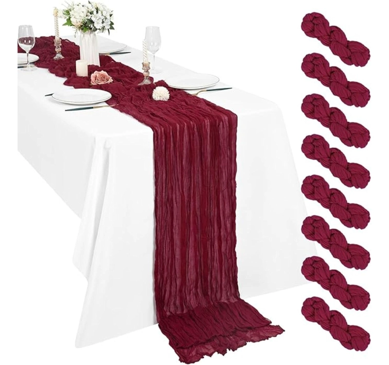CAMINO DE MESAS GASA RECTANGULAR MANTEL CENTRO TELA 300 X 90 CM ROJO - 1