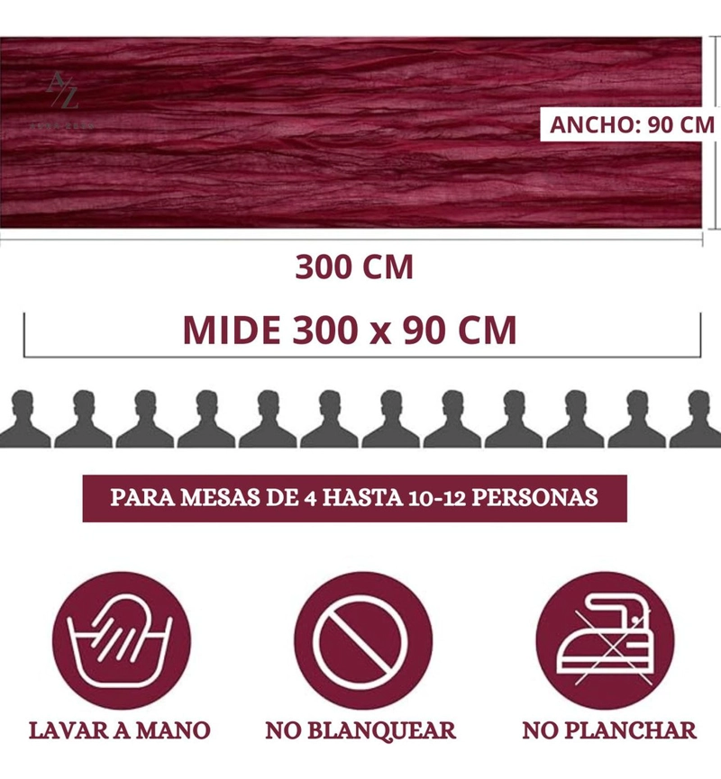 CAMINO DE MESAS GASA RECTANGULAR MANTEL CENTRO TELA 300 X 90 CM ROJO - 3