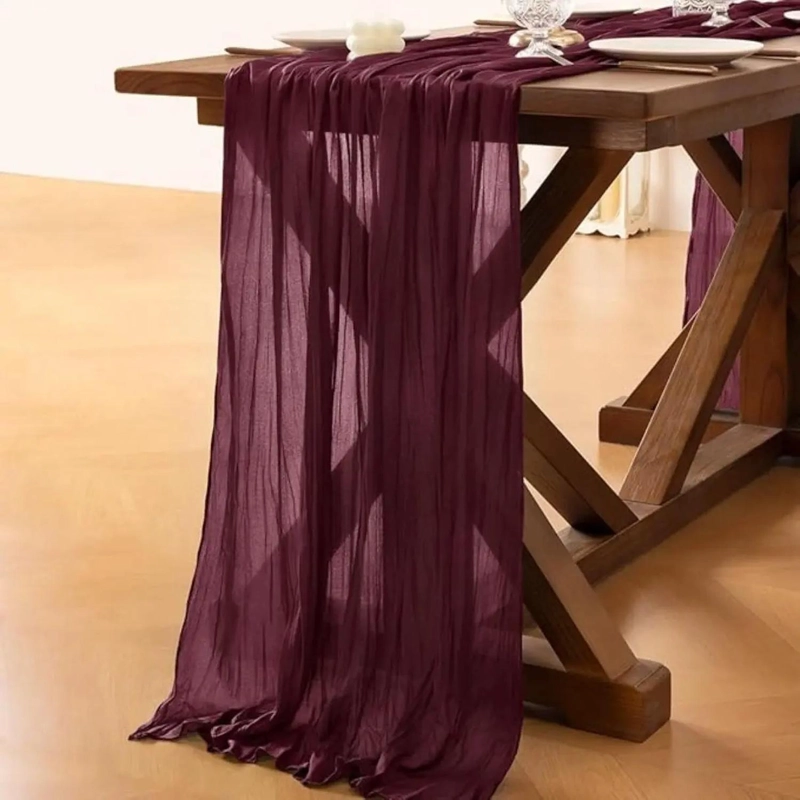 CAMINO DE MESAS GASA RECTANGULAR MANTEL CENTRO TELA 300 X 90 CM ROJO - 7