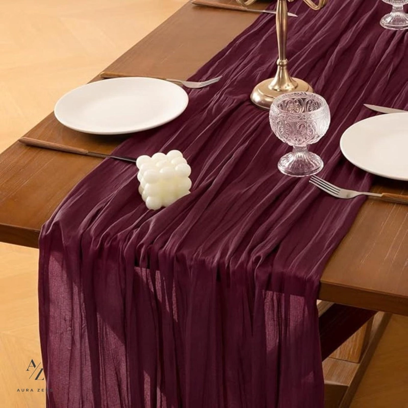 CAMINO DE MESAS GASA RECTANGULAR MANTEL CENTRO TELA 300 X 90 CM ROJO - 8