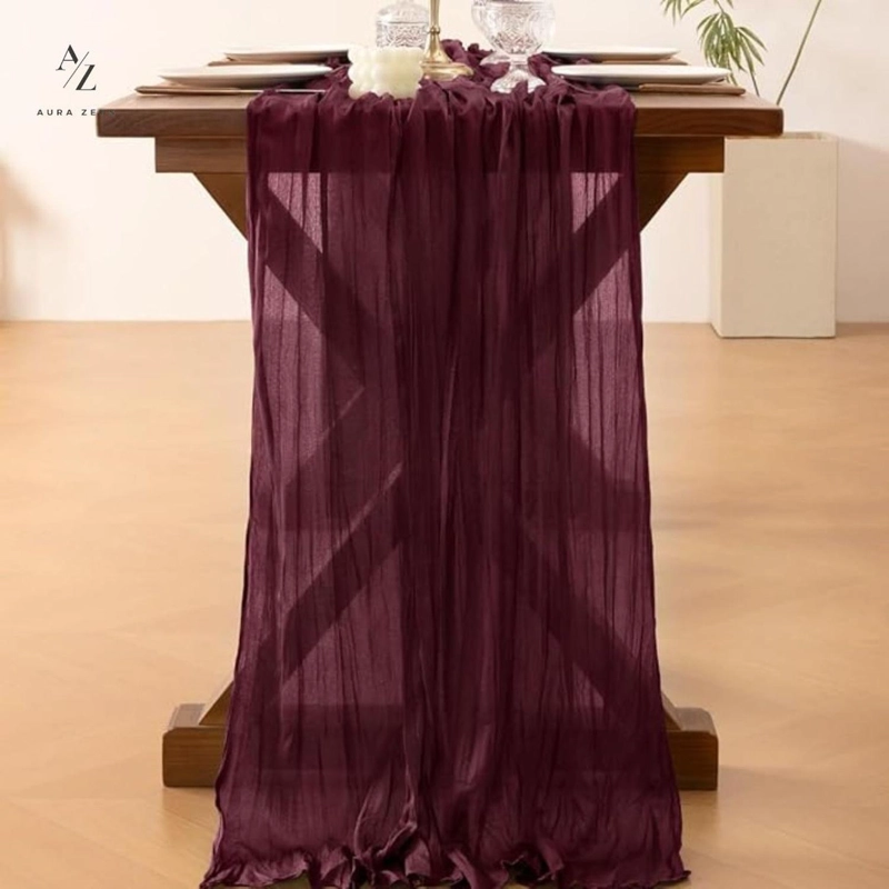 CAMINO DE MESAS GASA RECTANGULAR MANTEL CENTRO TELA 300 X 90 CM ROJO - 9
