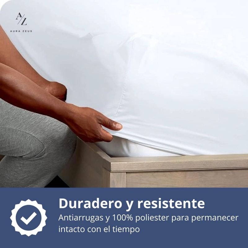 SABANAS BAJERA AJUSTABLE 1800 HILOS MICROFIBRA HOGAR ROPA CAMA ELASTICADA TAMANO KING BLANCO - 4