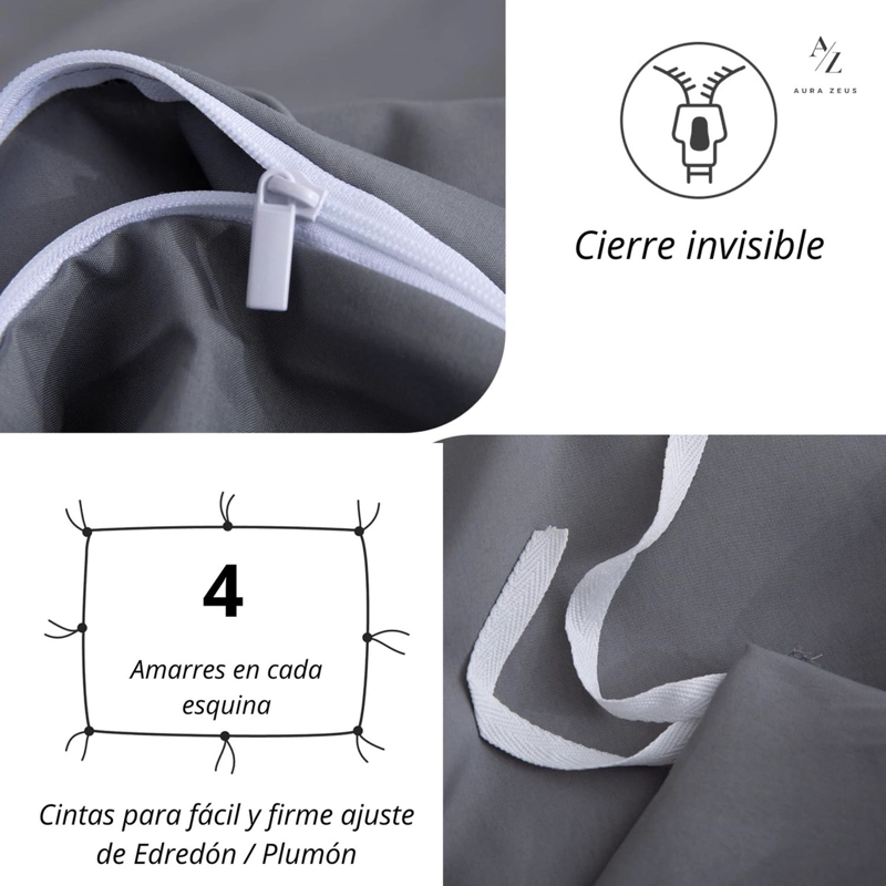 FUNDA PLUMON DUVET EDREDON 1800 HILOS MICROFIBRA SABANA AZ TAMAÑO 1.5 PLAZAS - 5