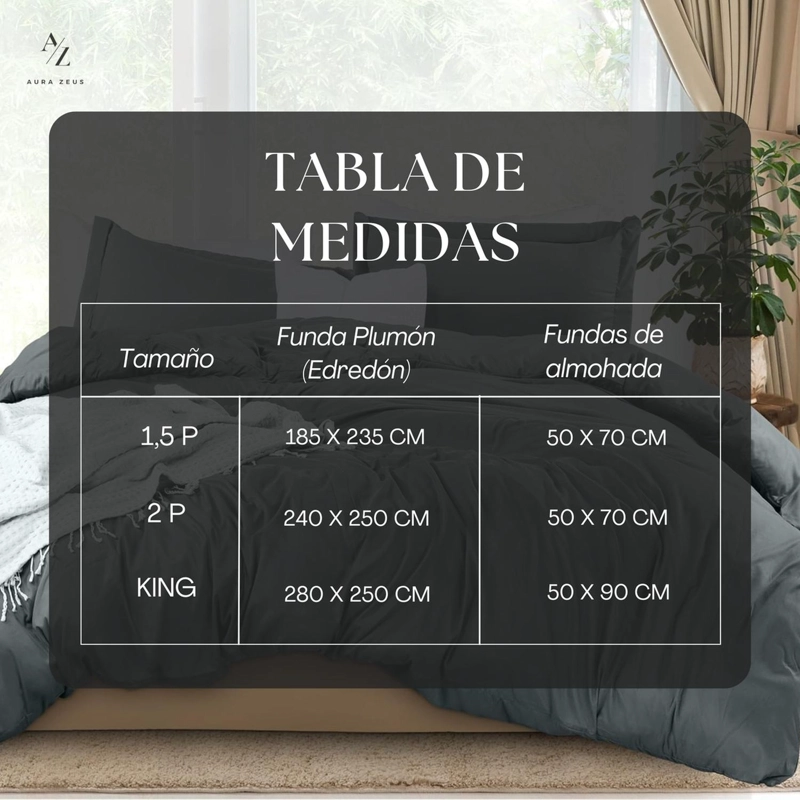 FUNDA PLUMON DUVET EDREDON 1800 HILOS MICROFIBRA SABANA AZ TAMAÑO 1.5 PLAZAS - 7