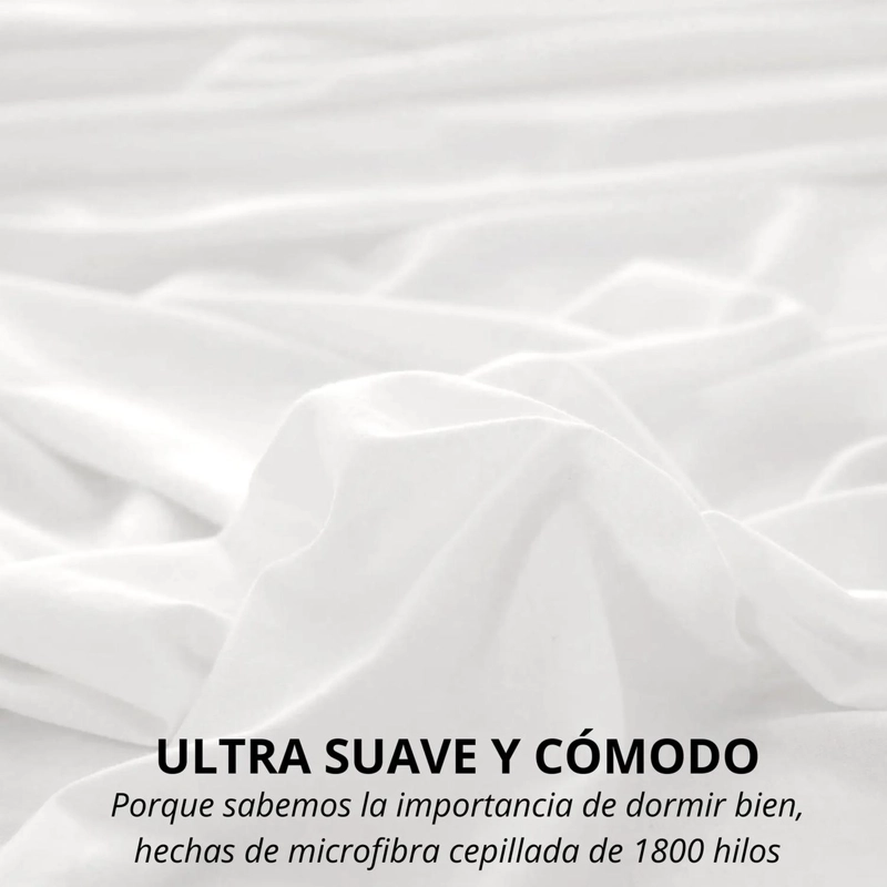 JUEGO FUNDA PLUMON + SABANA BAJERA + FUNDA ALMOHADA HILOS TAMANO KING BLANCO - 2