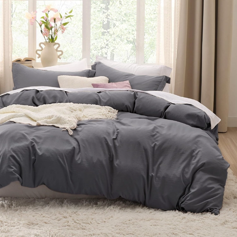 FUNDA PLUMON DUVET EDREDON 1800 HILOS MICROFIBRA SABANA TAMANO KING GRIS - 1