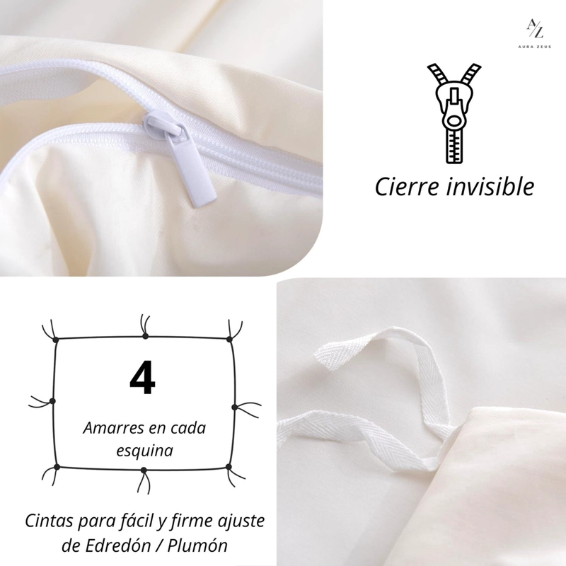 JUEGO FUNDA PLUMON + SABANA BAJERA + FUNDA ALMOHADA HILOS AZ TAMAÑO 1.5 PLAZAS - 5