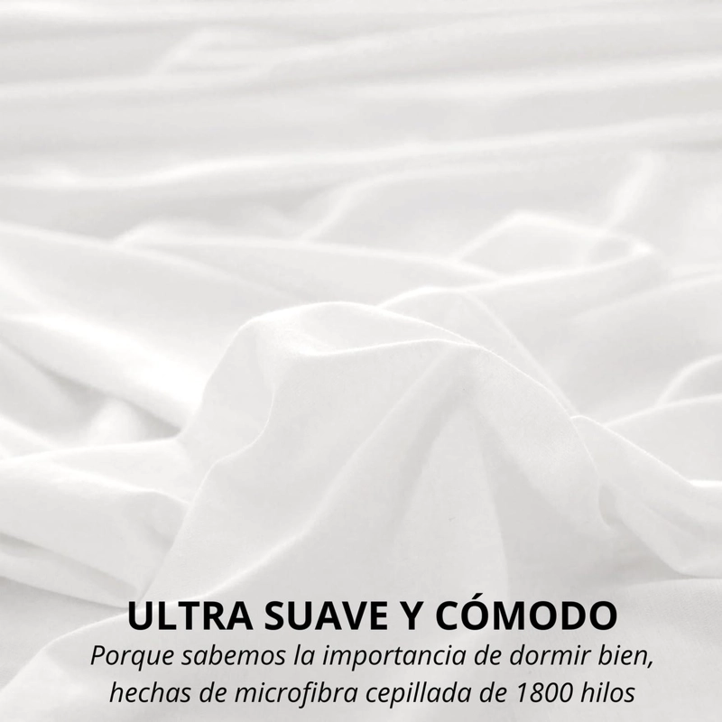 FUNDA PLUMON DUVET EDREDON 1800 HILOS MICROFIBRA SABANA TAMANO 2 PLAZAS BLANCO - 2