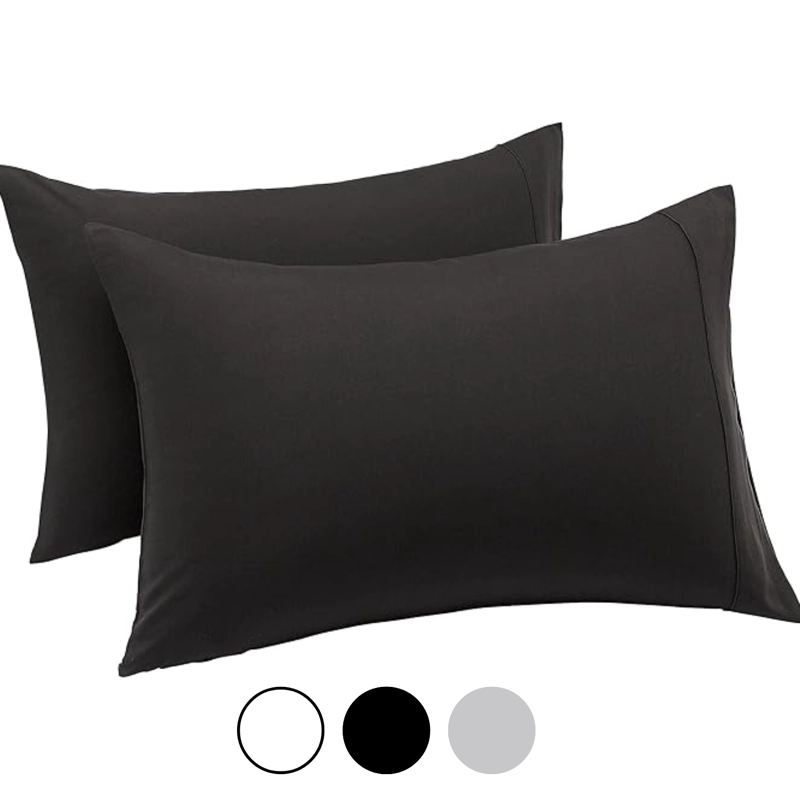 SET 2 FUNDAS DE ALMOHADA 50X70 - 90 HILOS ROPA DE CAMA HOGAR SABANAS NEGRO - 1
