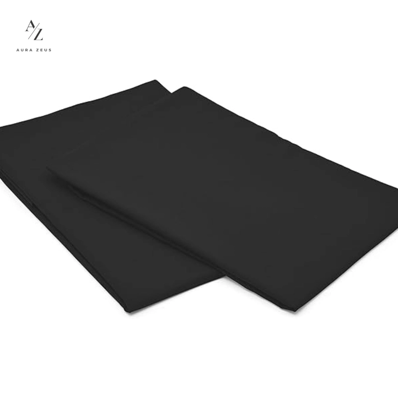 SET 2 FUNDAS DE ALMOHADA 50X70 - 90 HILOS ROPA DE CAMA HOGAR SABANAS NEGRO - 6