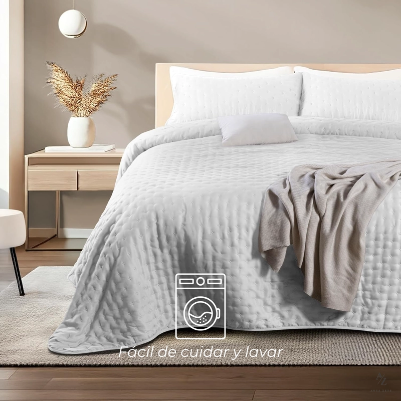 CUBRECAMA QUILT + FUNDAS DE ALMOHADA COBERTORES ACOLCHADO AZ - 6