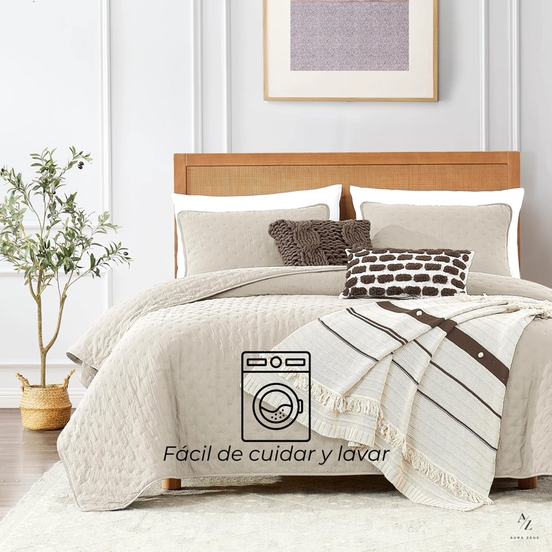 CUBRECAMA QUILT + FUNDAS DE ALMOHADA COBERTORES ACOLCHADO AZ - 6
