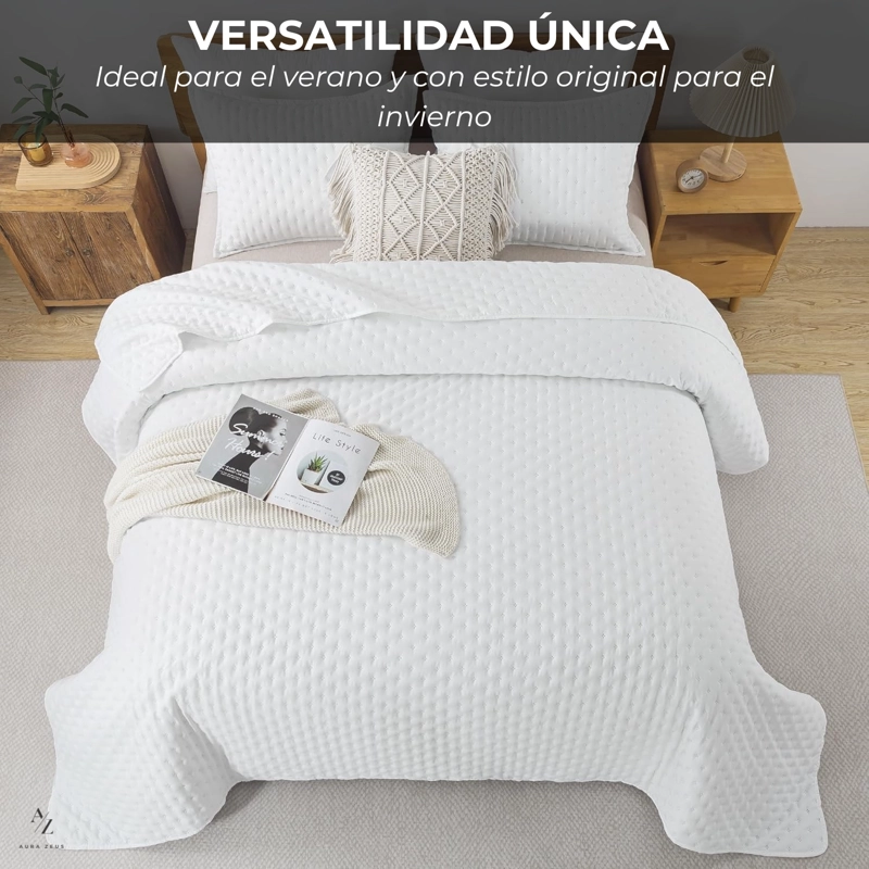 CUBRECAMA QUILT + FUNDAS DE ALMOHADA COBERTORES ACOLCHADO AZ - 5