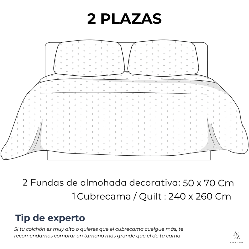 CUBRECAMA QUILT + FUNDAS DE ALMOHADA COBERTORES ACOLCHADO AZ - 7