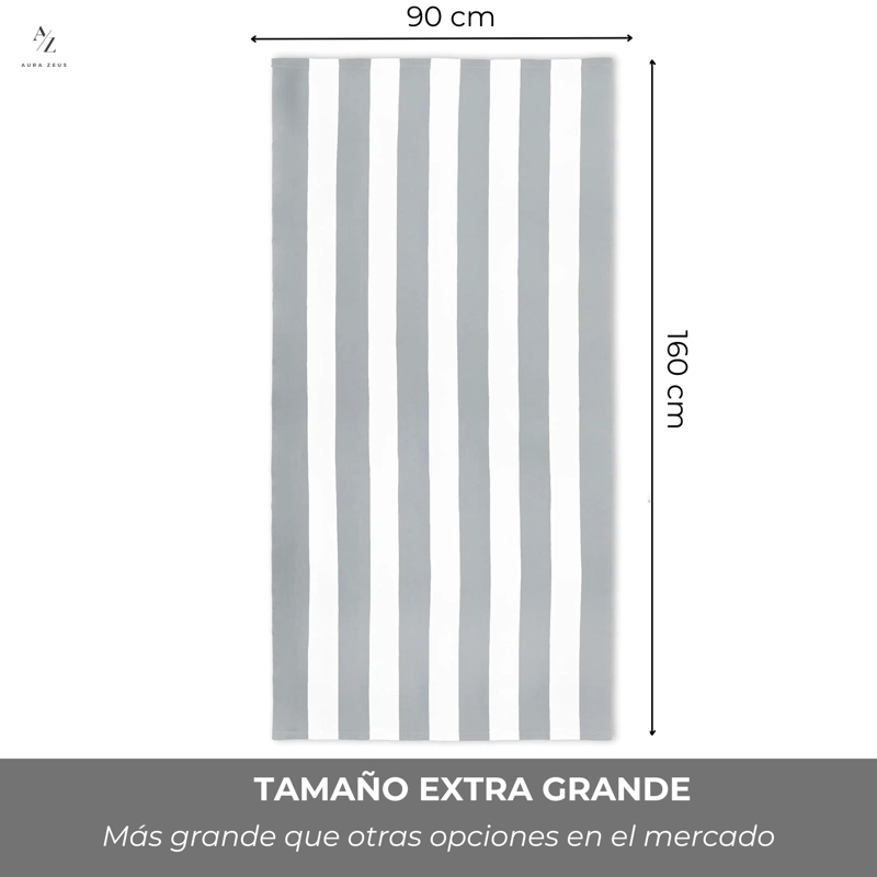 TOALLA MICROFIBRA PLAYA VIAJE 160X90 XL GIMNASIO GRANDE AZ - 2