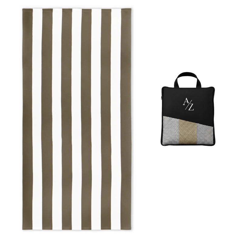 TOALLA MICROFIBRA PLAYA + BOLSO VIAJE 160 X 90 CM XL GIMNASIO GRANDE GRIS VERANO CAFE - 1