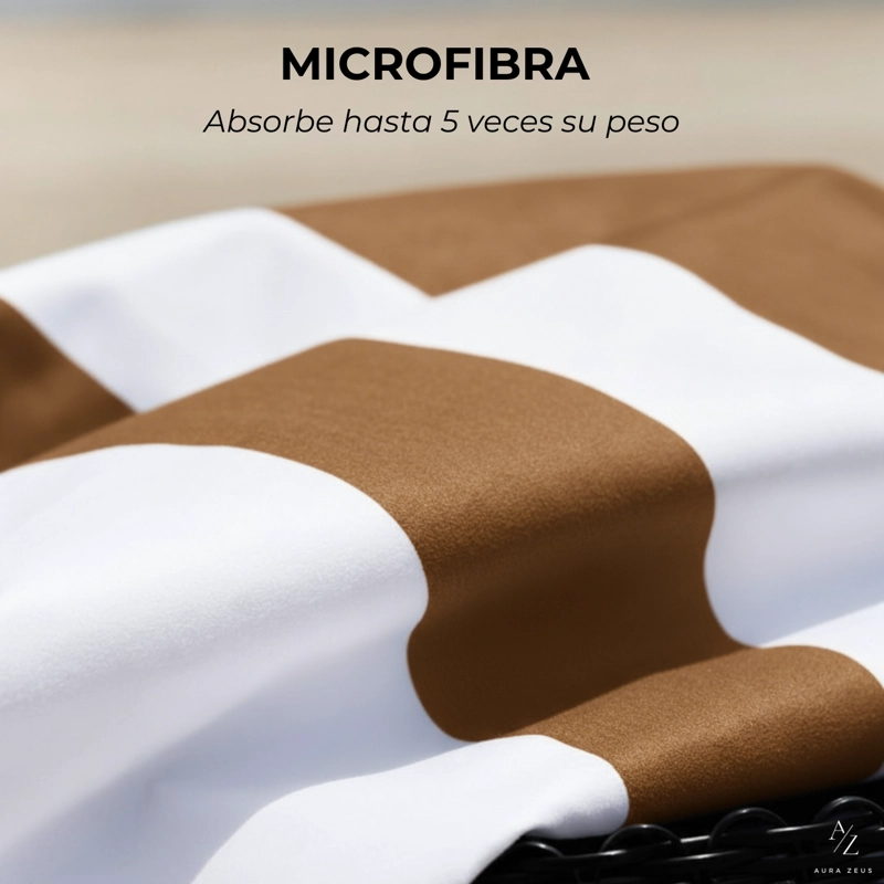 TOALLA MICROFIBRA PLAYA + BOLSO VIAJE 160 X 90 CM XL GIMNASIO GRANDE GRIS VERANO CAFE - 2