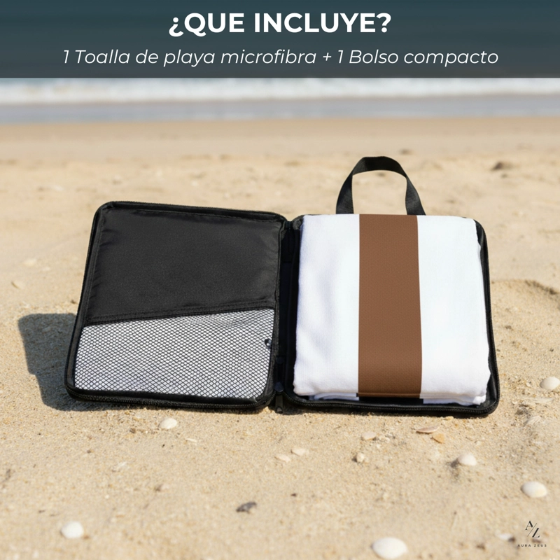 TOALLA MICROFIBRA PLAYA + BOLSO VIAJE 160 X 90 CM XL GIMNASIO GRANDE GRIS VERANO CAFE - 3