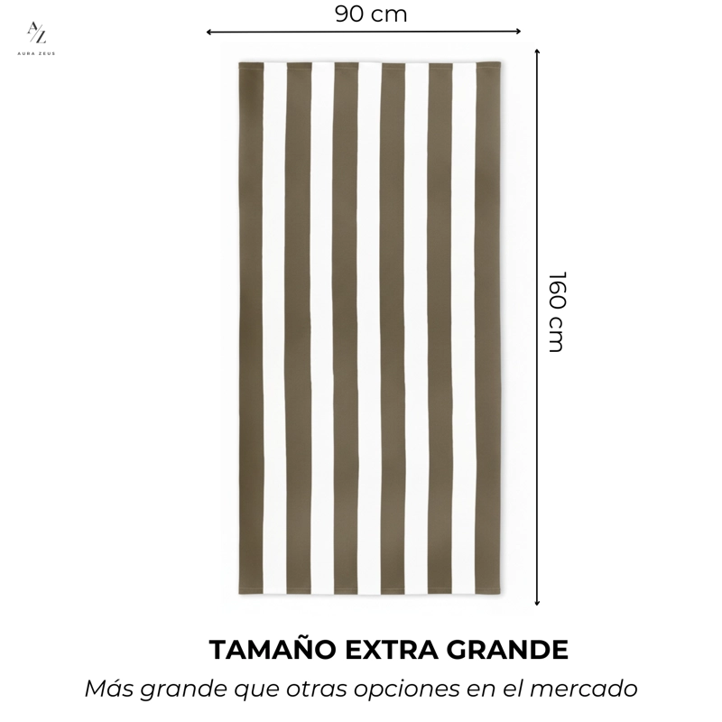 TOALLA MICROFIBRA PLAYA + BOLSO VIAJE 160 X 90 CM XL GIMNASIO GRANDE GRIS VERANO CAFE - 4