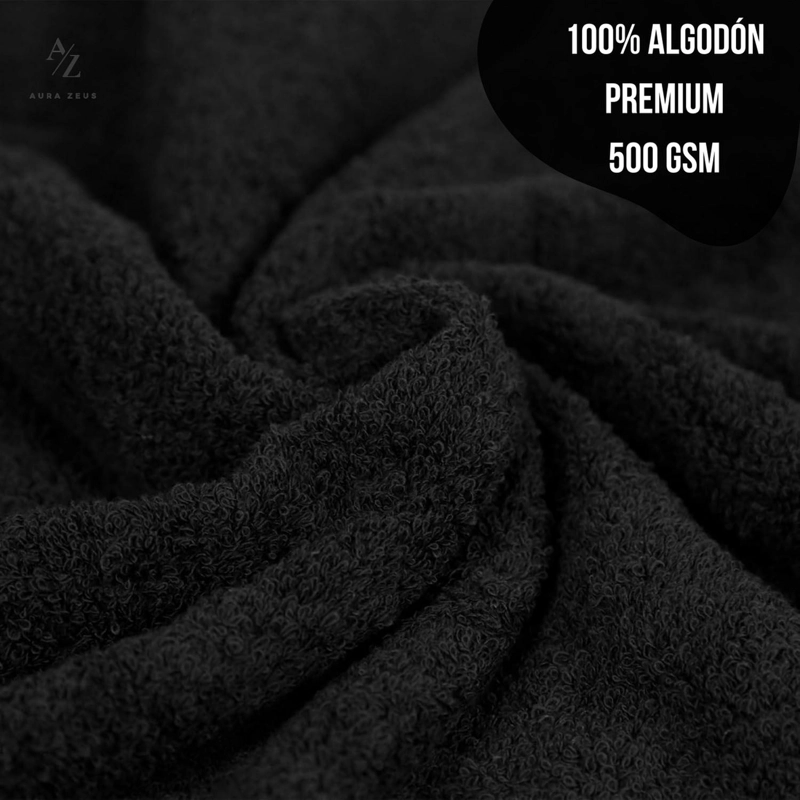 SET DE 2 TOALLAS DE BANO 140X70 CM ALGODON 500GR GRANDES NEGRO - 3