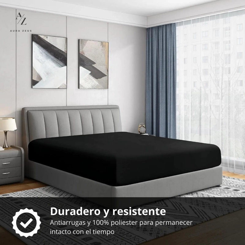 SABANAS BAJERA AJUSTABLE 1800 HILOS MICROFIBRA HOGAR ROPA CAMA ELASTICADA AZ TAMAÑO 1.5 PLAZAS - 6