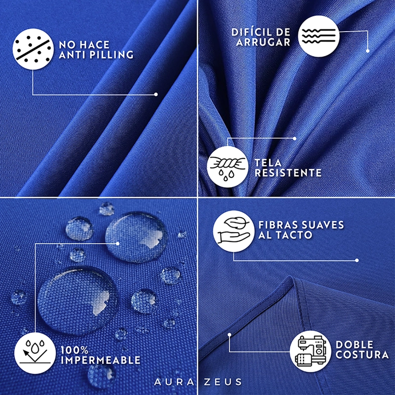 MANTEL DE MESA REDONDO TELA HULE ANTIMANCHA IMPERMEABLE AZUL - 5
