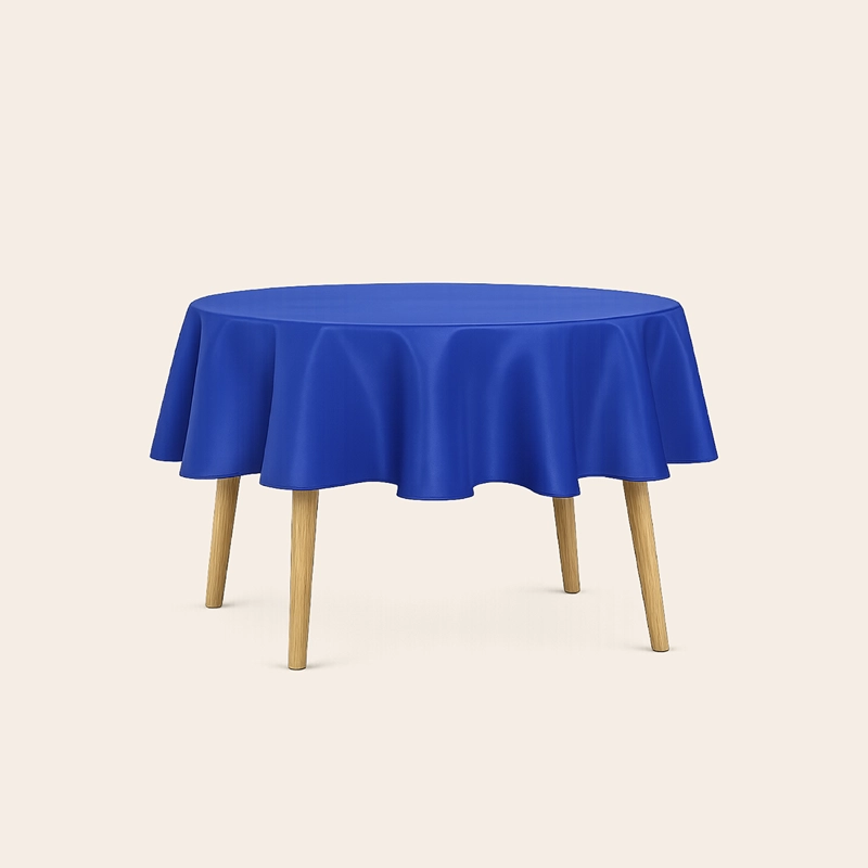MANTEL DE MESA REDONDO TELA HULE ANTIMANCHA IMPERMEABLE AZUL - 9