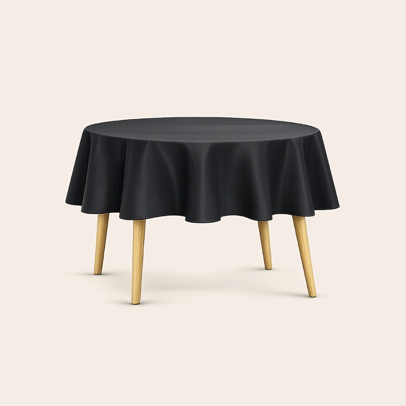 MANTEL DE MESA REDONDO TELA HULE ANTIMANCHA IMPERMEABLE NEGRO - 9