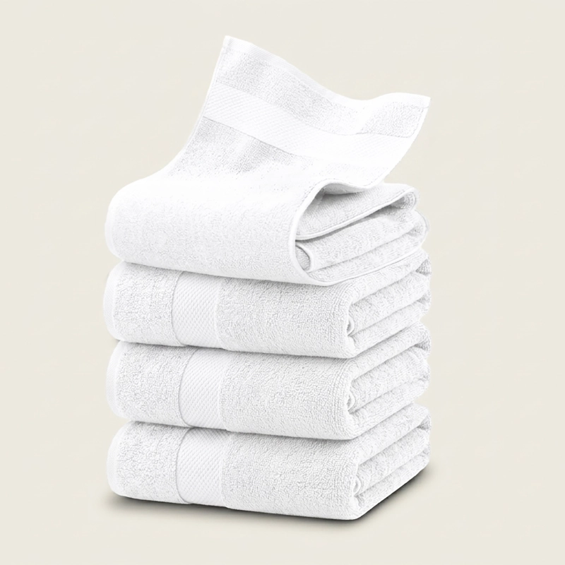 SET DE 4 TOALLAS DE BANO 140X70 CM ALGODON 600GR/M2 GRANDES GRIS BLANCO - 1
