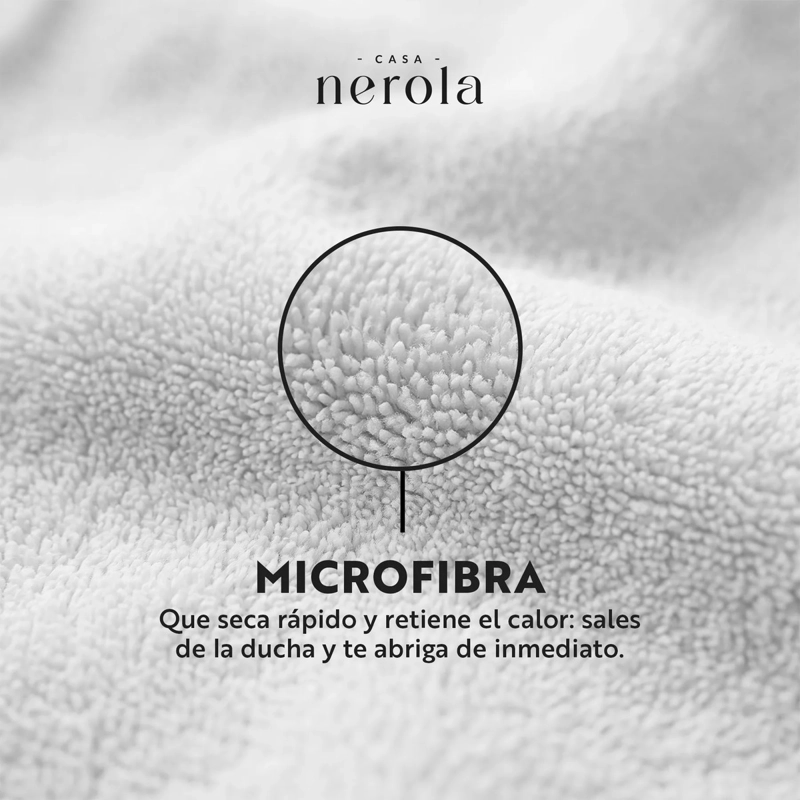 BATA DE BAÑO DE MICROFIBRA UNISEX CASA NEROLA BLANCO TALLA L/XL - 9